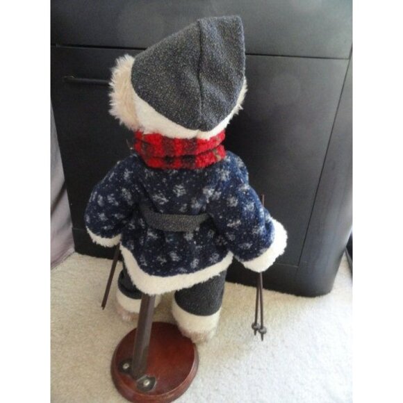 Vtg Plush Teddy Bear With Alpine Snow Skis & Poles 18″ Winter Scarf Stocking Cap - Picture 7 of 9